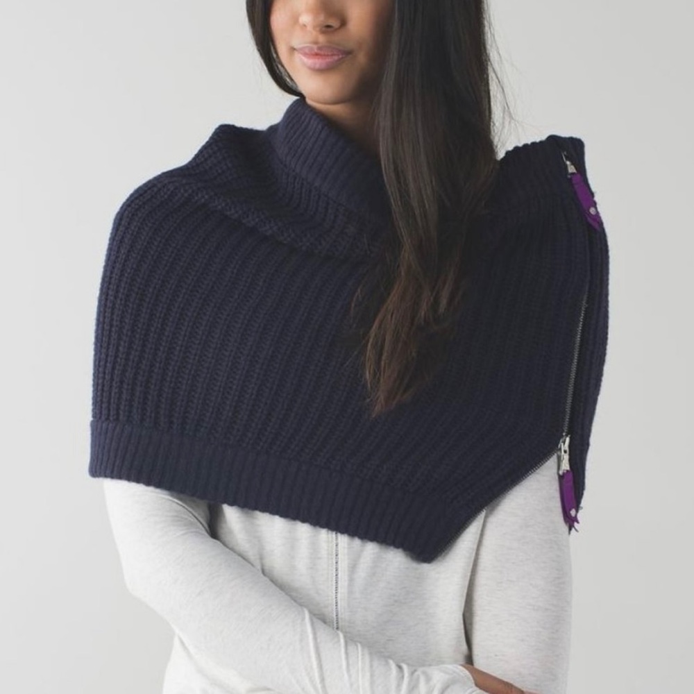 Lululemon Falling Freely Neck Warmer Scarf Knit Zip Up Black OS - Picture 3 of 8